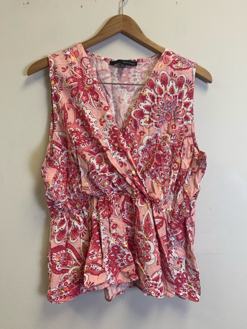 Harve Benard Pink Floral Paisley Sleeveless Wrap Camisole